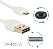 3ft Reversible USB-A Male to Reversible USB Micro-B Sync & Charger Cable, White
