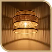 Krear Bamboo Pendant Light 40x31cm Handwoven Pendant Lamp Hanging Lamp Hanging Lights for Bedroom