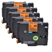 5PK Compatible with Brother P-Touch TZ-B41 Black on Fluo Orange 0.7" Label Tape