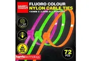 Handy Hardware Cable Ties Hi-Vis Colour Identification 150mm x 3.6mm 72pc