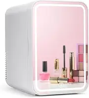 Wangyongheliu Portable Mini Fridge, Mirrored Skincare Fridge with LED Light (8L)