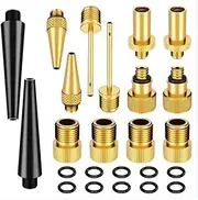 HTTLQNDA 24 Pcs Inflation Adapter Kit, Dv/Sv/Av Brass Valve Adapter Air Pump Needles Nozzle Inflator Adapter for Balloons Basketballs Bike Tires Inflatable Toys