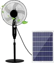 16-inch Floor Fans/Solar Fans/Camping Fans, Oscillating Pedestal Fan, For Bedroom, Home, Office And Warehouse, Factory, Outdoor Use(Black)