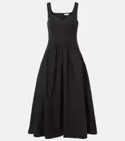 [McQueen] McQueen Gathered cotton midi dress AU 6 black