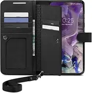 [Spigen] Wallet S Plus Case Designed for Samsung Galaxy S23 (2023) Card Holder Cover with Strap - Black