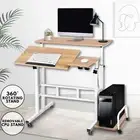 Laptop Computer Desk Home Office Adjustable Student PC Study Table Light Wood