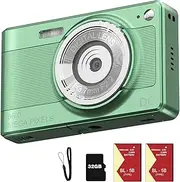 Digital Camera, FHD 1080P Digital Cameras for Kids Boys Girls Compact Digital Point and Shoot Camera with 8X Zoom Anti Shake 32GB Card Small Kids Camera, Green