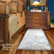 White Premium Faux Fur Rug, Polar Bear, Sheepskin, Shag Carpet, Rectangle