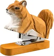 Kcgani Wooden Animal Stapler, Desktop Stitcher Art Figurine Statue Sculpture for School Office Stationery (Squirrel)
