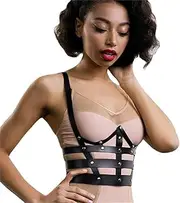 [HAMKVBPR] Women's Leather Harness Restraint Trend Belt Girdle Punk Hip-hop Strap Belt for Cosplay Party