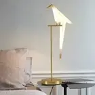 28" Paper Crane LED Table Lamp, Modern Bird Desk Light Gold Metal Fixtures