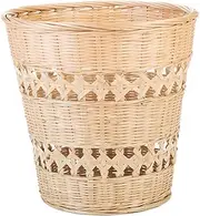 Levemolo 1pc Bamboo Trash Can Office Decore Cutainsforbedroom Trendy Decor Tabletop Accessories Storage Baskets Hand Decor Lids Woven Wastebasket Hand-Woven Rubbish Basket Bamboo Weaving