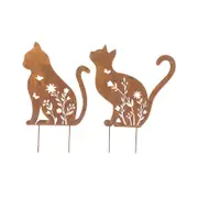 2x Willow & Silk Animals Figurine Sculpture Home/Garden Decor Cats Stakes 46cm