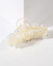 White Flower Detail Claw Clip