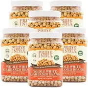 Pride Of India - PACK of 6 - Indian Whole White Garbanzo Beans 10mm - Protein & Fiber Rich Kabuli Chana, 3 Pound Jar