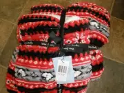 Vera Bradley Peanuts Snoopy Blanket Throw 72X50 Sherpa Red Ski Slope Fair Isle