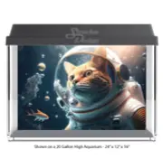Cat Astronaut Swimming Polyester Fish Tank Glass Backdrop Aquarium Background