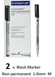 Staedtler 315-9 OHP Universal Non Permanent Marker 1.0mm 3159 BLACK 2 Pens B371