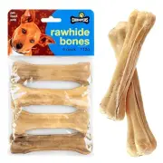 4x Rawhide Chews Bones Beef Dogs Puppy Training Gums Teeth Treats Natural 112g
