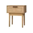 Bedside Table 1 Drawer Storage Cabinet Rattan Wood Nightstand