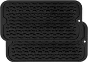 ZLR 2 Pcs Silicone Dish Drying Mats for Kitchen Counter, Eco-Friendly Quick Dry Dish Mat, Easy Clean Multi Usage Drying Matt, Heat Resistant Trivet, 6" x 12" Extra Small, Black