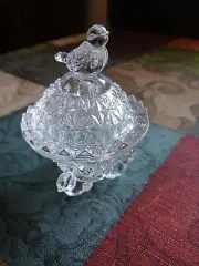 Hofbauer Byrdes Lead Crystal Bird On Lid Trinket Bowl Made Germany New in Box