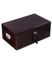 Bey-Berk Panama Walnut High Lacquered 120-Cigar Humidor with Glass Viewing Top & Spanish Cedar Lining