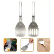 2 Pcs Spatula Camping Griddle Outdoor Folding Frying Wok Travel