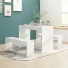 NNEVL 3 Piece Dining Set White Chipboard