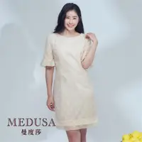 在飛比找ETMall東森購物網優惠-現貨【MEDUSA 曼度莎】米膚色刺繡花葉小禮服（M-2L）