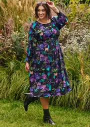 [Virtuelle] Taking Shape Natural Etched Floral Dress Size 18 in Print, Viscose - Plus Size Women's Clothing Print