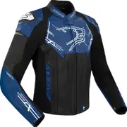 Bering Snap Motorcycle Leather/Textile Jacket, black-blue, Size L for Men Black Blue