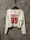 VARSITY-prep NWT Modern Lux Women's Graphic Long Sleeve Crop Top Ivory Size XXL