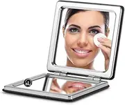 OMIRO Compact Mirror, Classical PU Leather 1X/3X Magnification, Pocket Ultra Portable for Purses and Travel (Black)