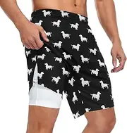 [ZZXXB] Dachshun Dog Print Athletic Shorts for Men with Pockets 2 in 1 Quick Dry Running Shorts S-3XL
