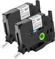 NineLeaf 2 Pack Compatible for Extra Strength Ptouch Label Tape TZe-S231 TZ-S231 TZe231 TZe-231 TZ-231 TZ231 Black on White 12mm 0.47" 1/2" TZ TZe Tape for PT-D210 PT-D410 PT-H110 Label Maker