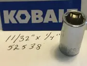 Kobalt 11/32" x 1/4" Dr Socket 52538- 6 Pt - Chrome Finish Free USA Shipping