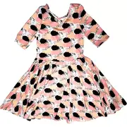 Dot Smile Girls 8 10 Yrs Pink Black White Peach Blobs Ballerina Twirl Dress NWT