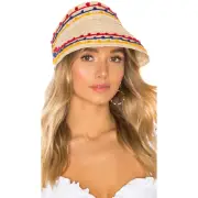 New Brixton Bondi Embroidered Palm Woven Visor Hat One Size