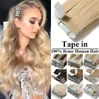 Blonde Tape In Human Hair Adhesive Extension Straight Skin Weft Natural Hair USA