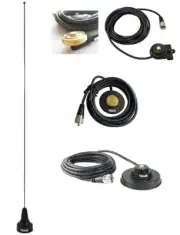 Black Mobile Radio Antenna VHF UHF Tunable Hole Trunk Magnet Mount PL259 1113B