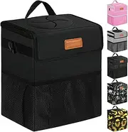 ELONGRIVER Car Trash Can Bin for Back Seat Leak Proof, Cute Car Trash Bag Hanging, Vehicle Trash Can for SUV Truck Van, Automotive Garbage Cans Front Seat Black