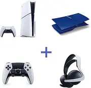 PS5 Console (Slim) Ultimate Bundle + Blue Cover