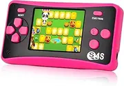 QINGSHE Portable Retro Arcade Gaming Console with 142 Classic Games, 2.5" LCD Screen, TV Output, Rose Red