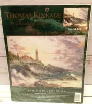 VTG Thomas Kinkade Painter of Light clearing storms Embellished Cross Stitch NEW