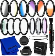 Ultimaxx 55MM Complete Lens Filter Accessory Kit: 6 Gradual Color Filters + UV, CPL, FLD & Macro Close Up Set (+1, +2, +4, +10)