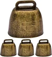 Sosoport 4pcs Gold Craft Bells Large Loud Cow Bell Decorations Noise Maker for Dogs Cats Pets Farm Craft Projects