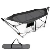 Folding Hammock w/ Stand Camping Swing Chair Seat Garden Hanging Lounger Day Bed