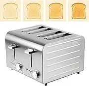 Commercial Toaster 2/4/6 Slices, Stainless Steel Toasters with 7 Browning Levels, Frozen/Cancel/reheat Function, Removable Crumb Tray, Auto Pop-up, Independent & Extra Wide Slots with High Lift