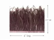 6 Inch Strip - Mocha Ostrich Fringe Trim Millinery Carnival Feathers Halloween